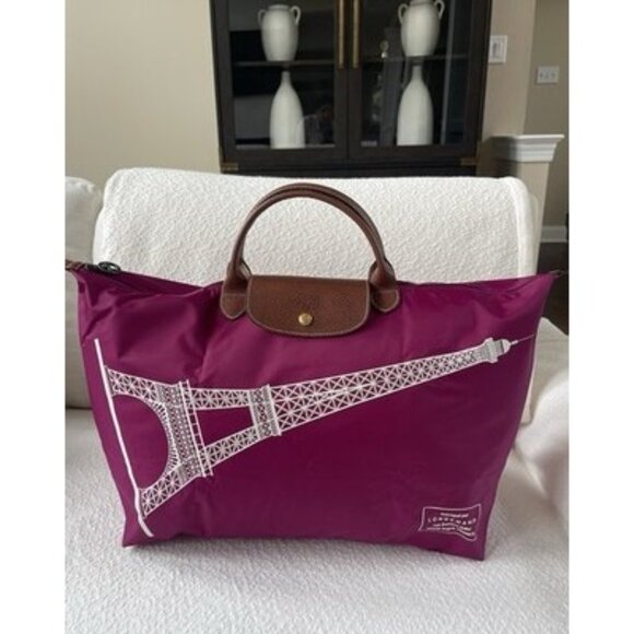 New Longchamp Le Pliage Eiffel Tower Limited Edition Large Tote Bag - Purple - Picture 2 of 7